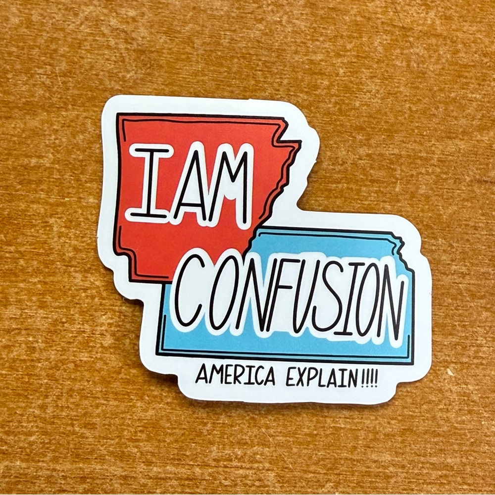 Red and Blue 'I Am Confusion'‎ Sticker